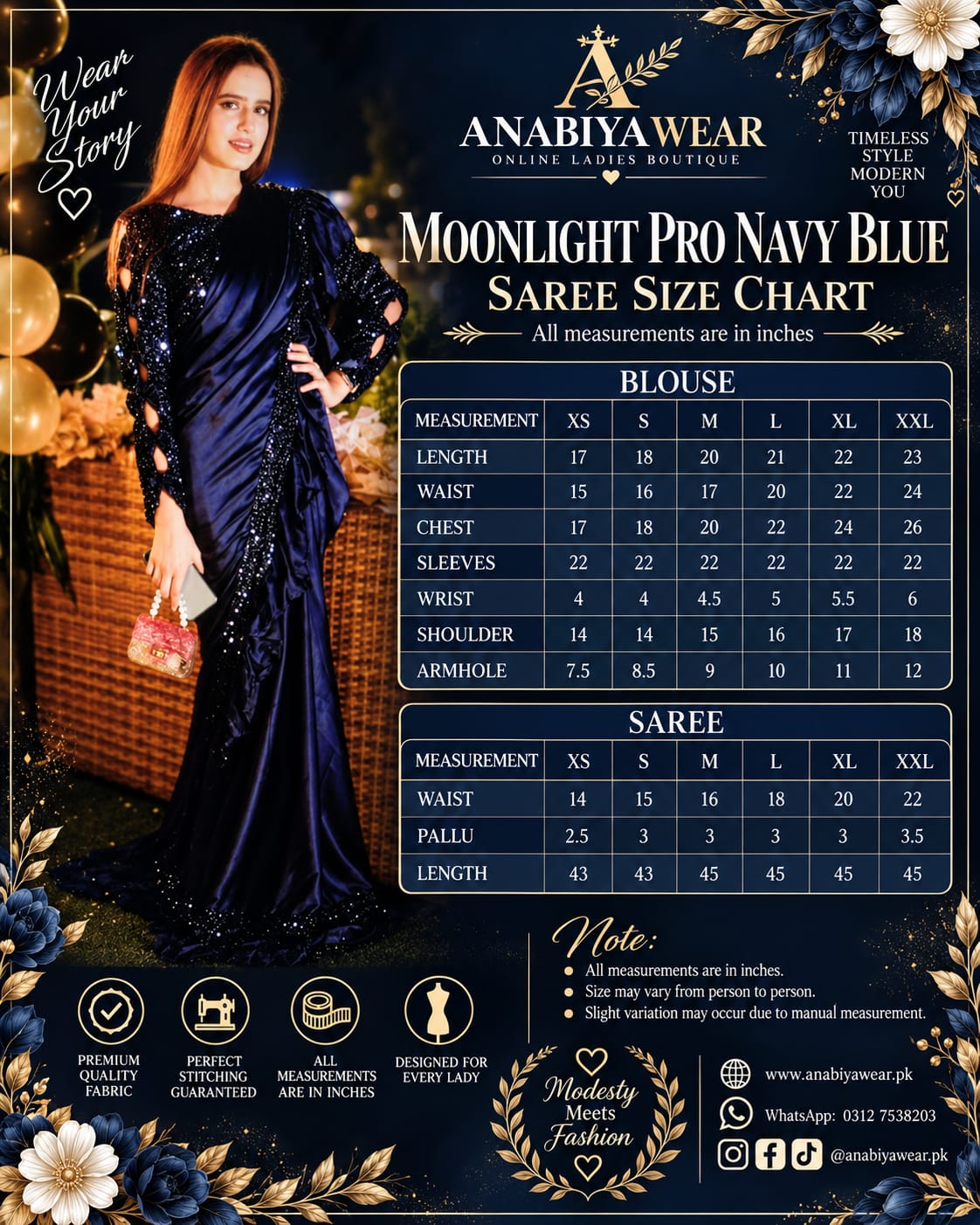 Moonlight Pro Navy Blue Silk Ruffle Saree with Sequin Blouse