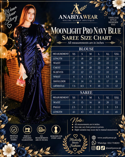 Moonlight Pro Navy Blue Silk Ruffle Saree with Sequin Blouse