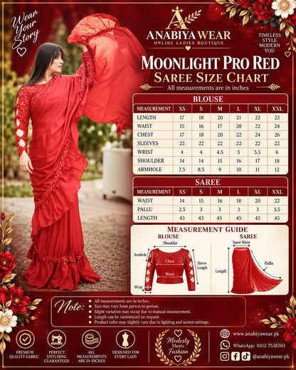 Moonlight Pro Red Silk Ruffle Saree with Sequin Blouse