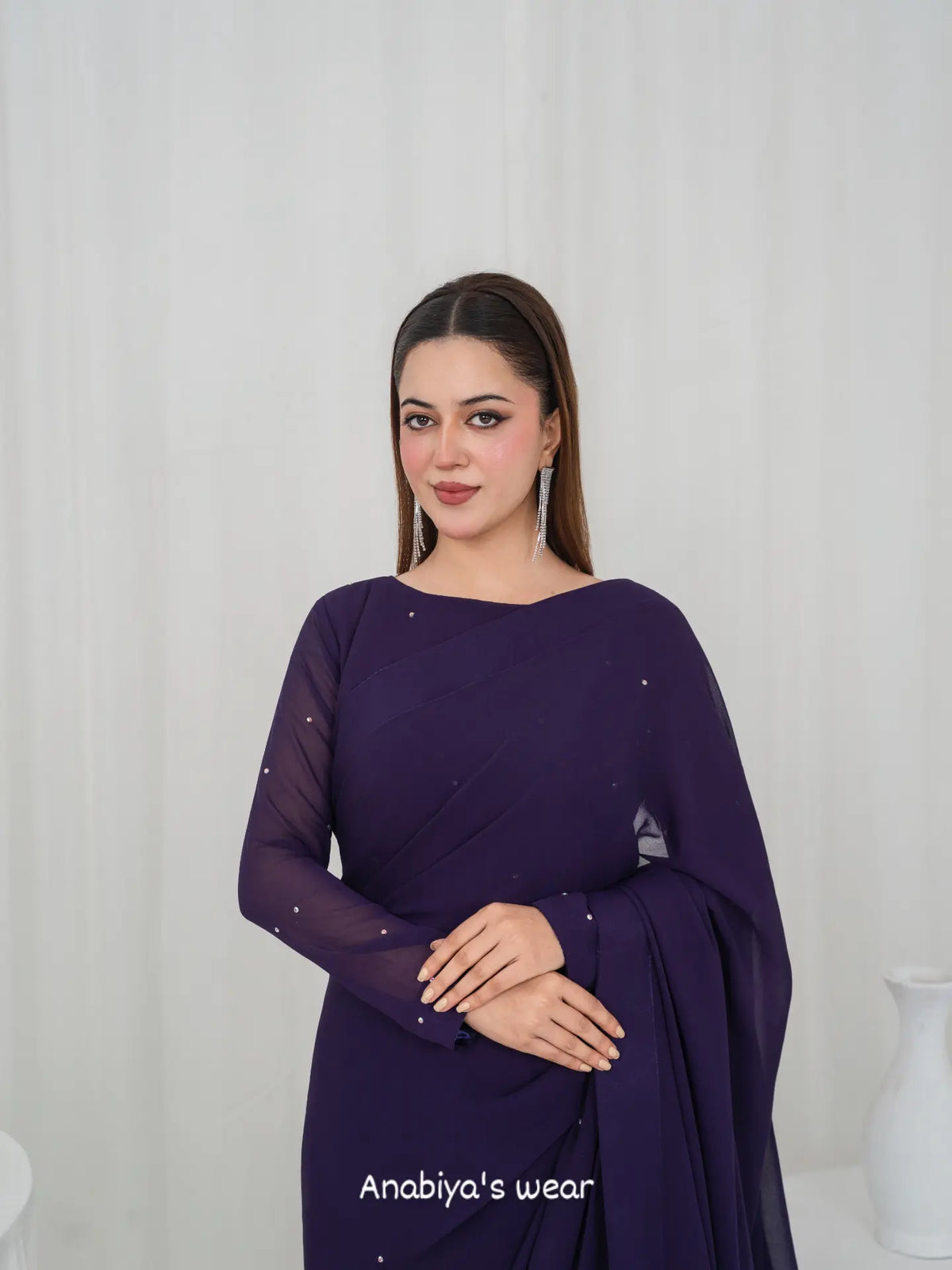 Zeenat – Royal Purple Chiffon Saree
