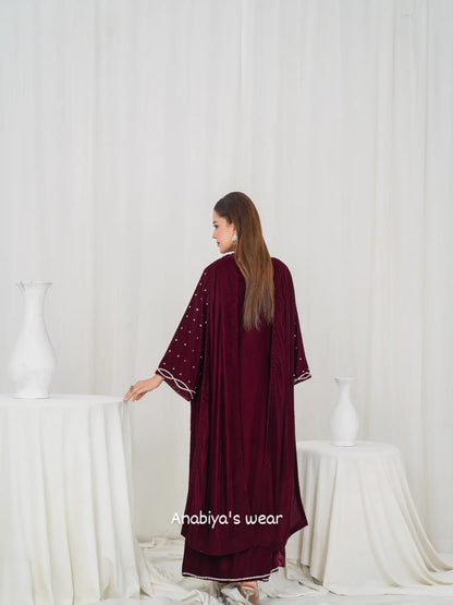 Ghazal Micro Velvet Crystal Stone 3-Piece Suit