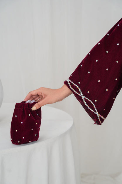Ghazal Micro Velvet Crystal Stone 3-Piece Suit