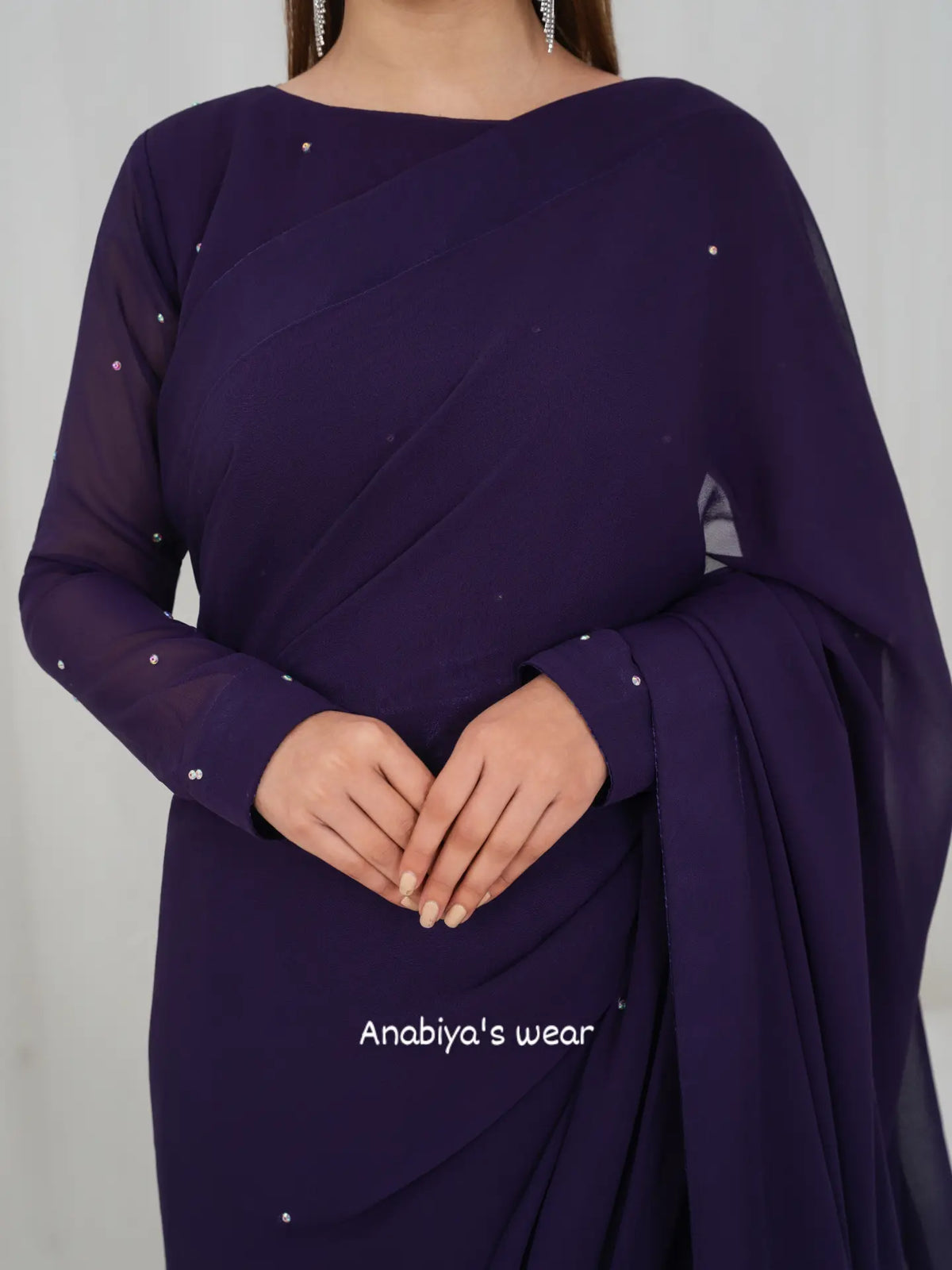 Zeenat – Royal Purple Chiffon Saree
