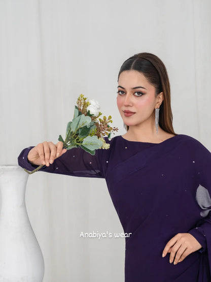 Zeenat – Royal Purple Chiffon Saree