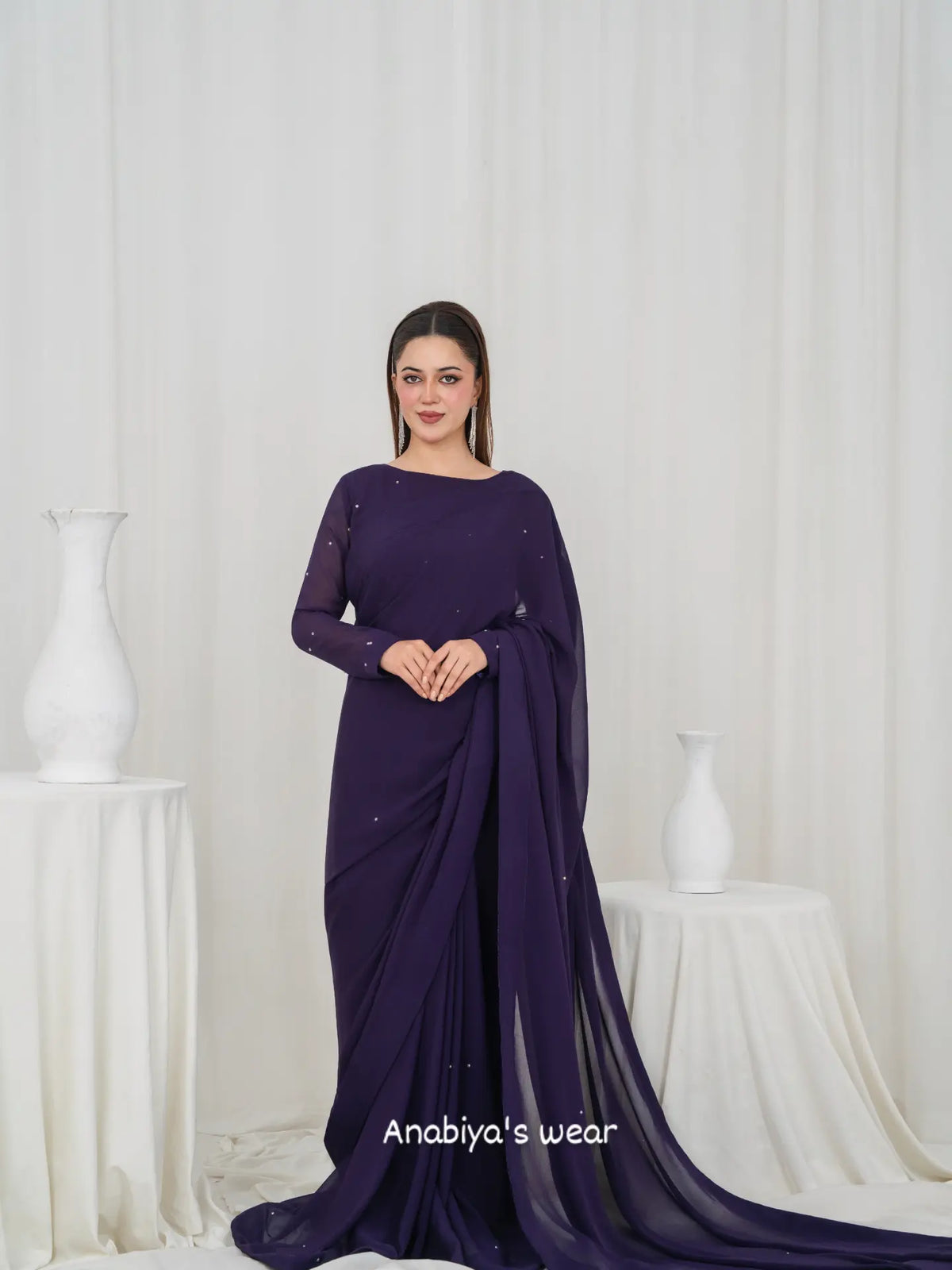 Zeenat – Royal Purple Chiffon Saree