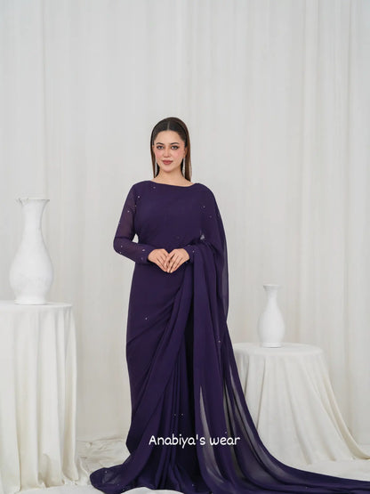 Zeenat – Royal Purple Chiffon Saree