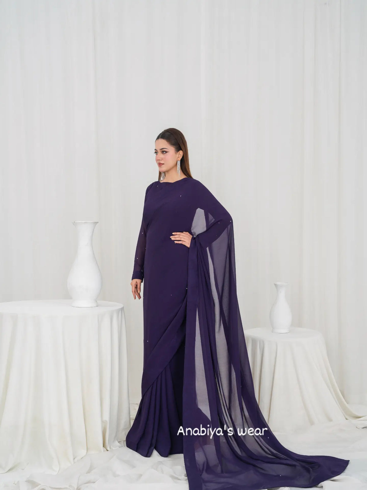 Zeenat – Royal Purple Chiffon Saree
