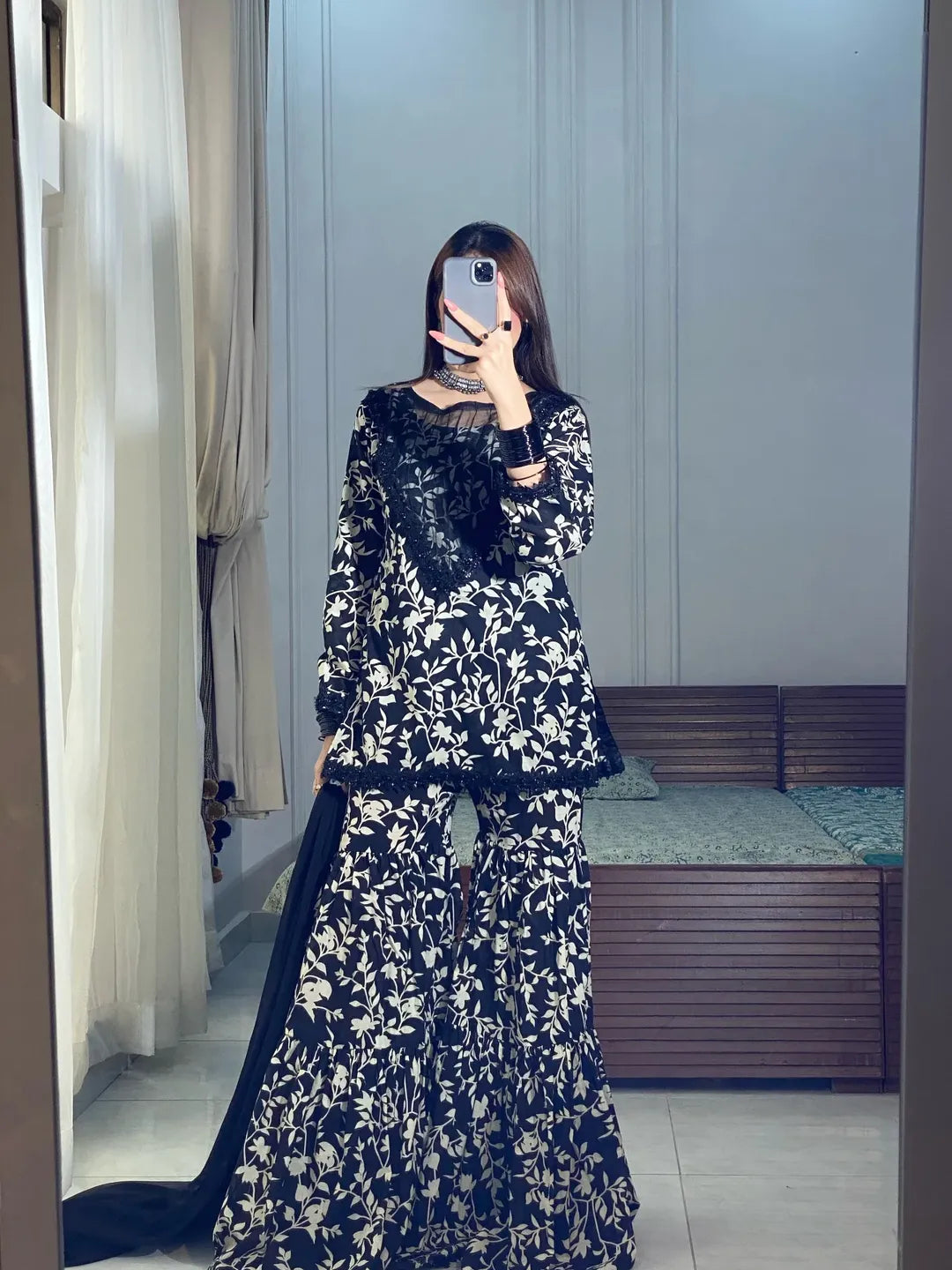 Midnight Bloom Sharara Set 3pc