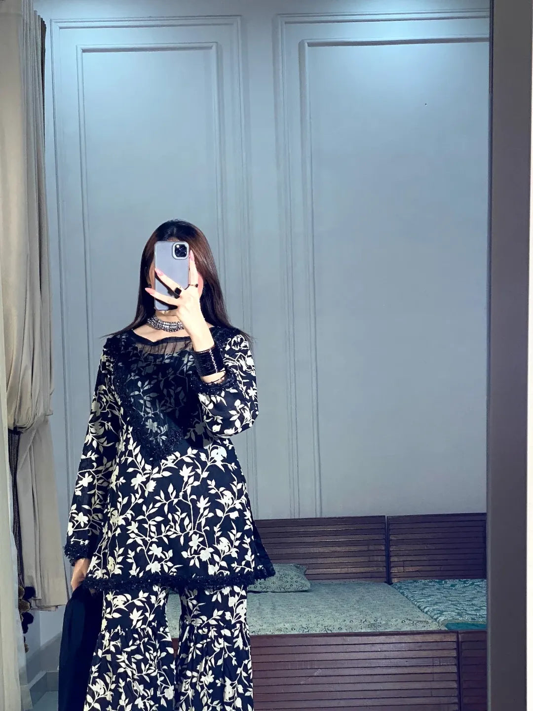 Midnight Bloom Sharara Set 3pc