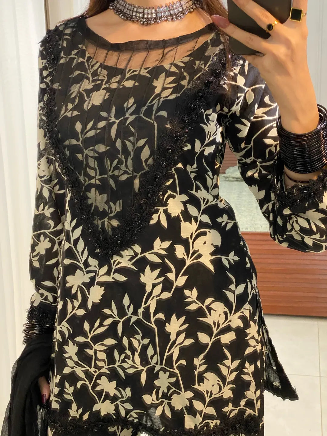 Midnight Bloom Sharara Set 3pc