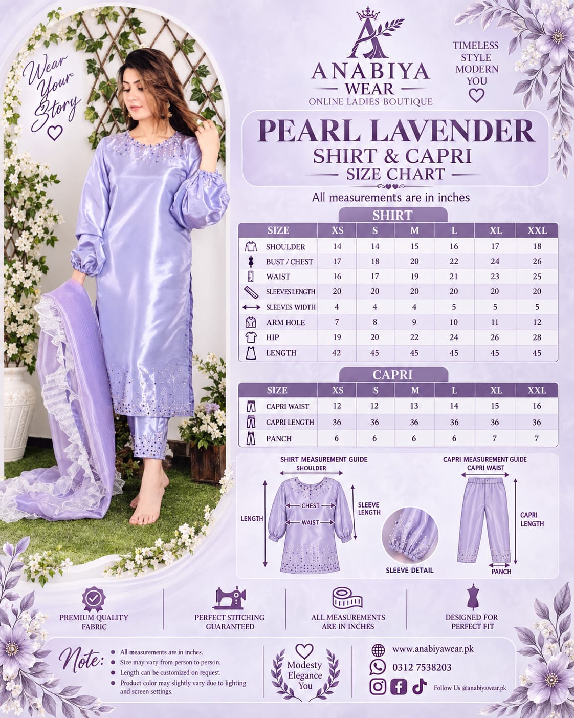 Pearl Lavender Kataan 3 Piece Capri Set with Organza Dupatta