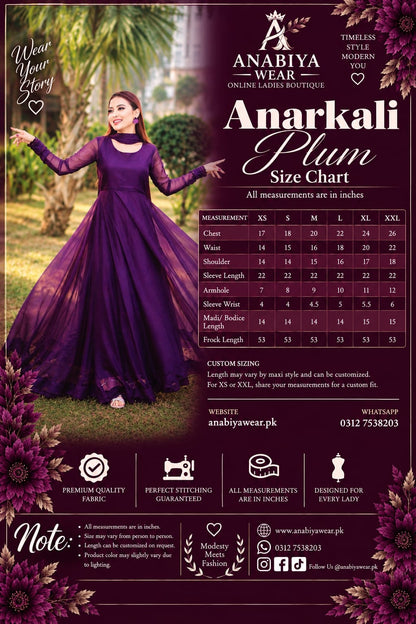 Anarkali Plum Chiffon Frock