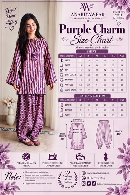 Purple Charm Printed Lawn 2-Piece Suit