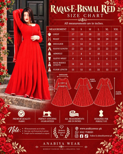 Raqas e Bismal Red Chiffon Frock with Cancan