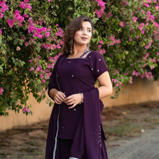 ROYAL PLUM 🍇 – Premium Georgette 3PC