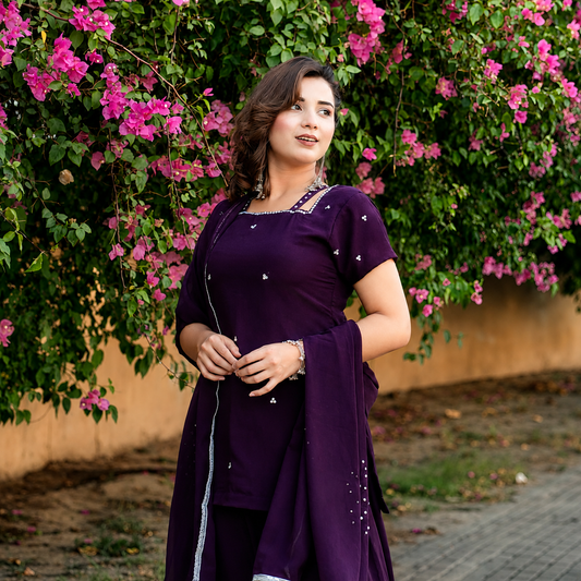 ROYAL PLUM 🍇 – Premium Georgette 3PC