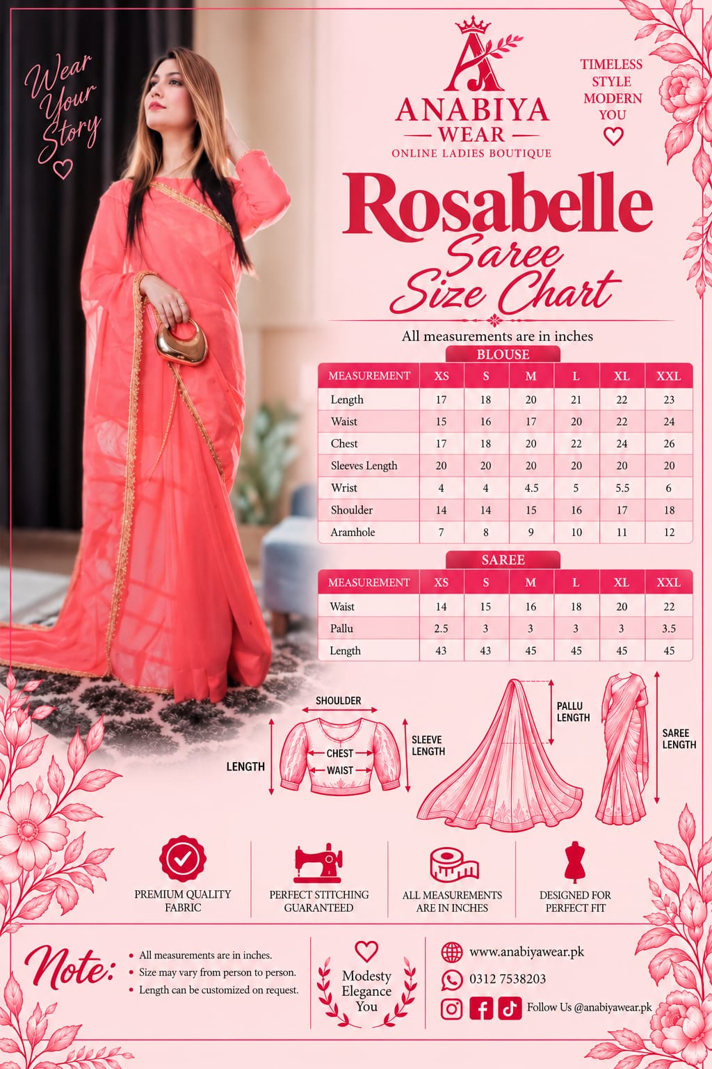 Rosabelle – Coral Pink Chiffon Saree with Golden Lace