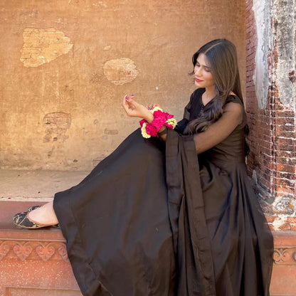 Abro Black Chiffon Frock Set