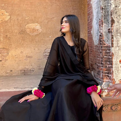 Abro Black Chiffon Frock Set