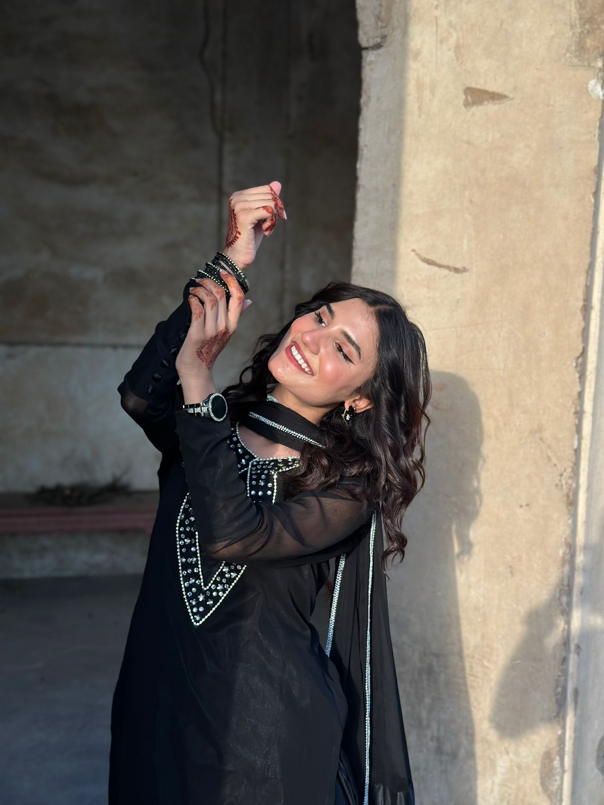 Laal Ishq Black Chiffon 3 Piece Dress
