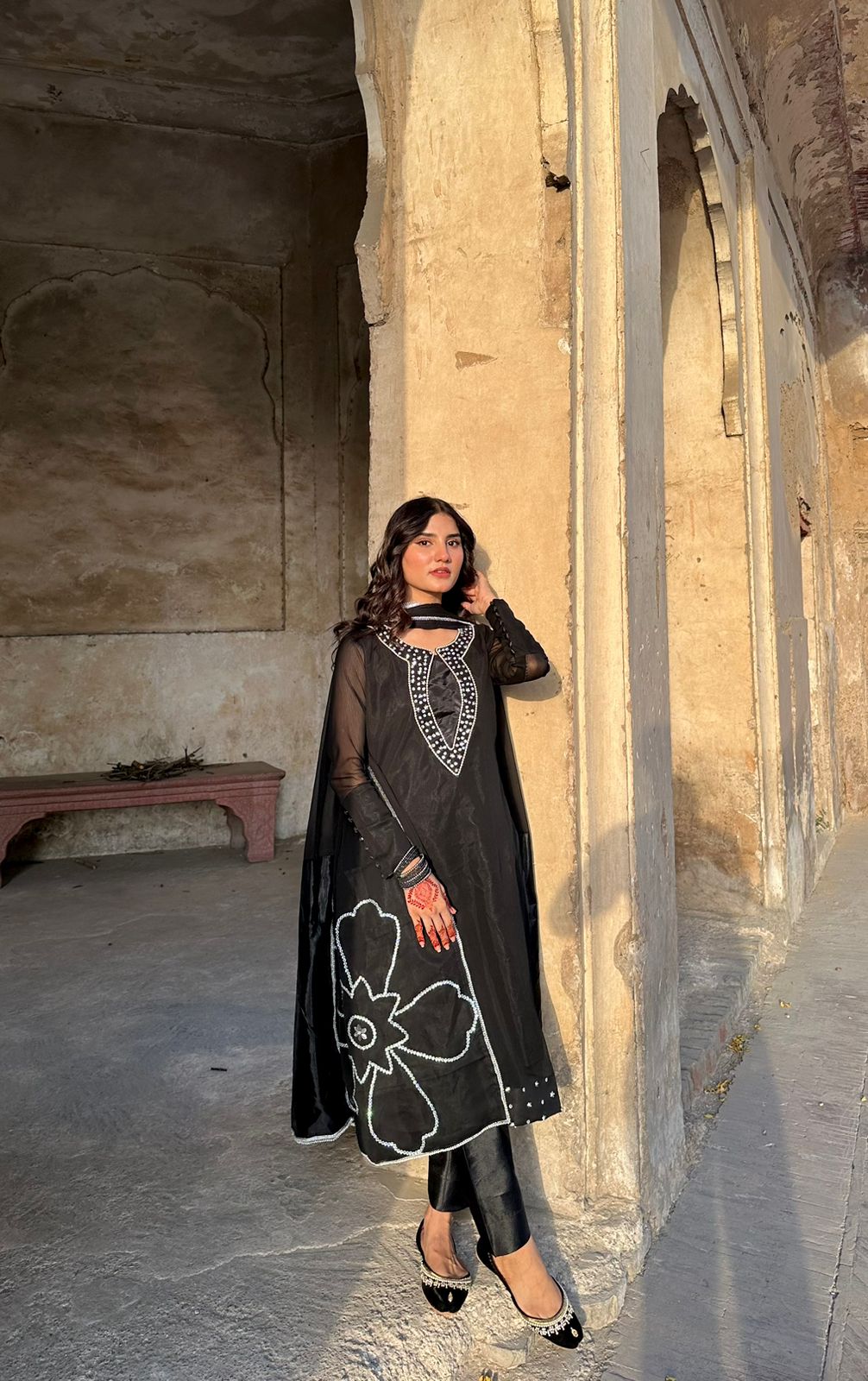 Laal Ishq Black Chiffon 3 Piece Dress