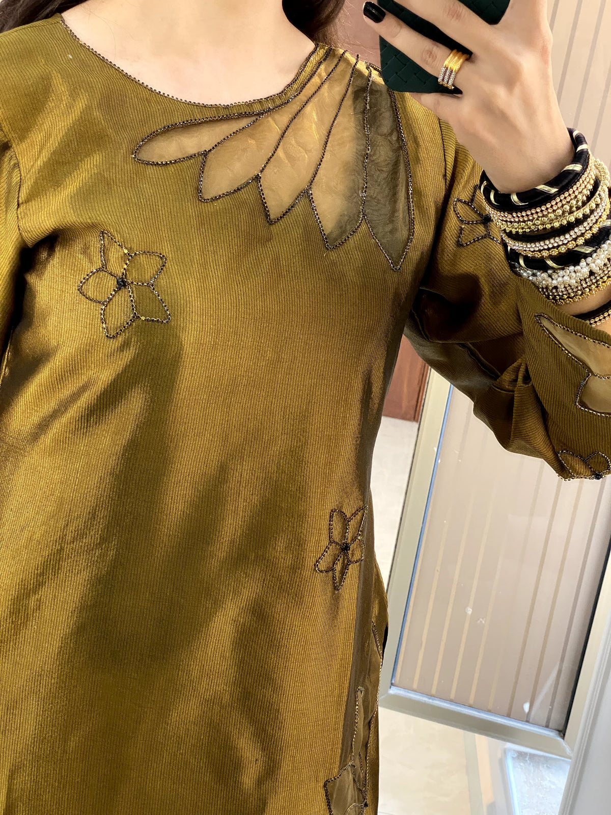 Gulalai Gold Raw Silk Dress