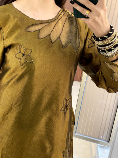Gulalai Gold Raw Silk Dress