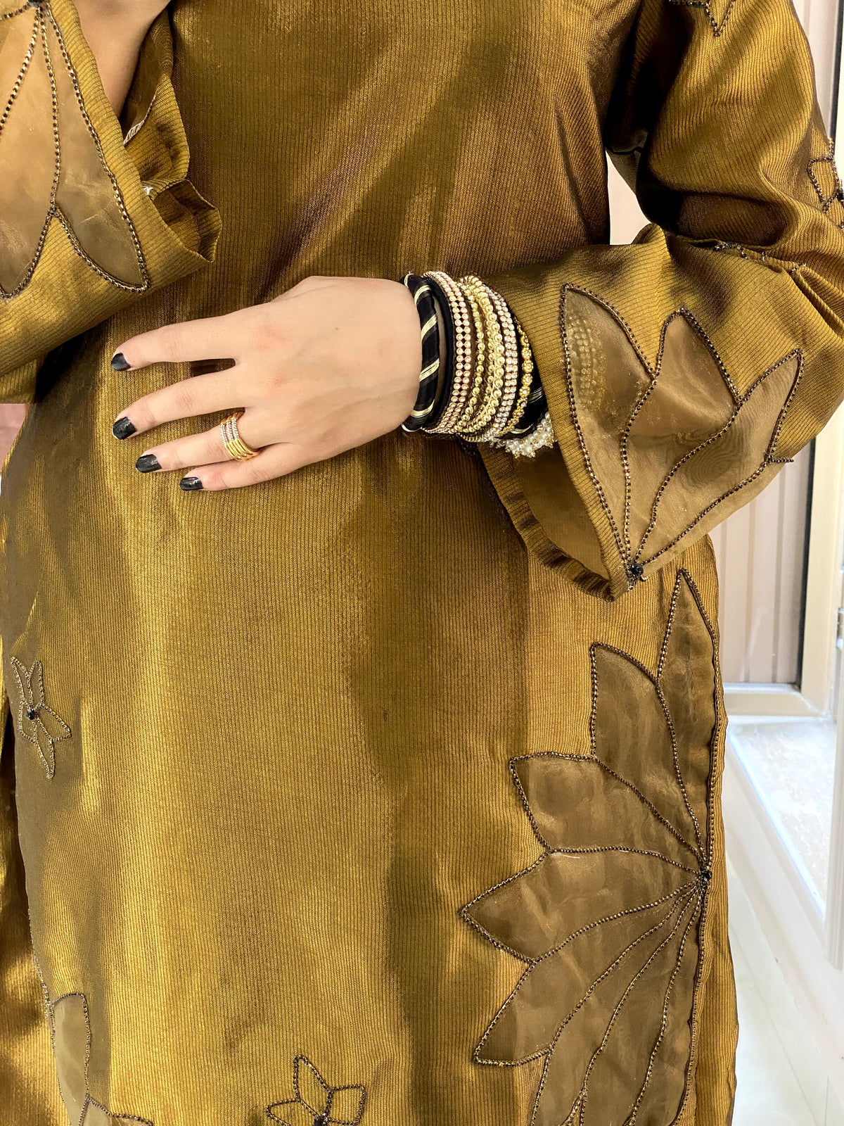 Gulalai Gold Raw Silk Dress