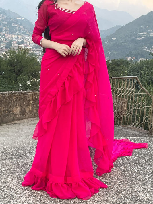 Ruffle Border saree 💕🫀