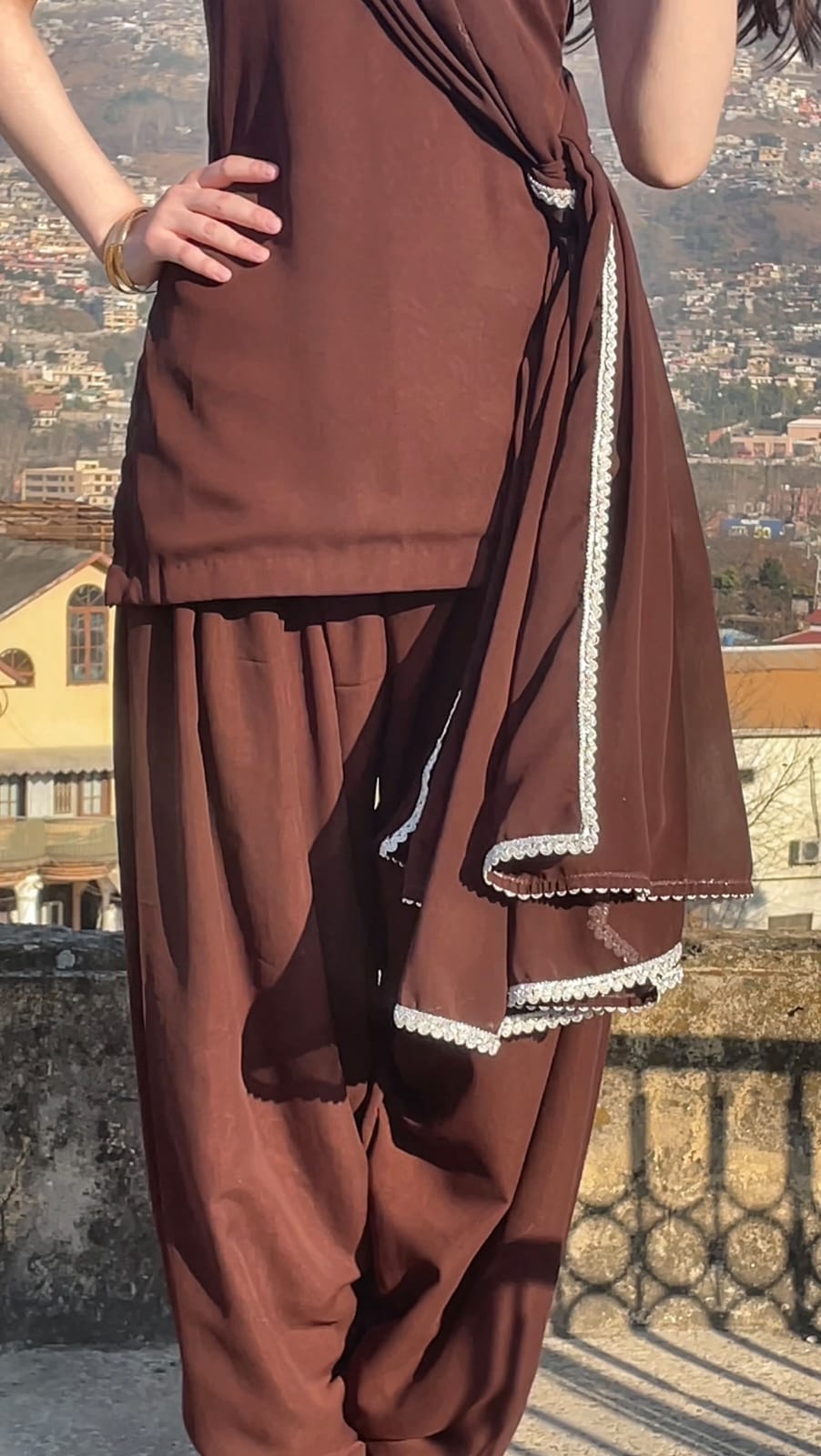 Butterfly Brown – Georgette 3 Piece Suit