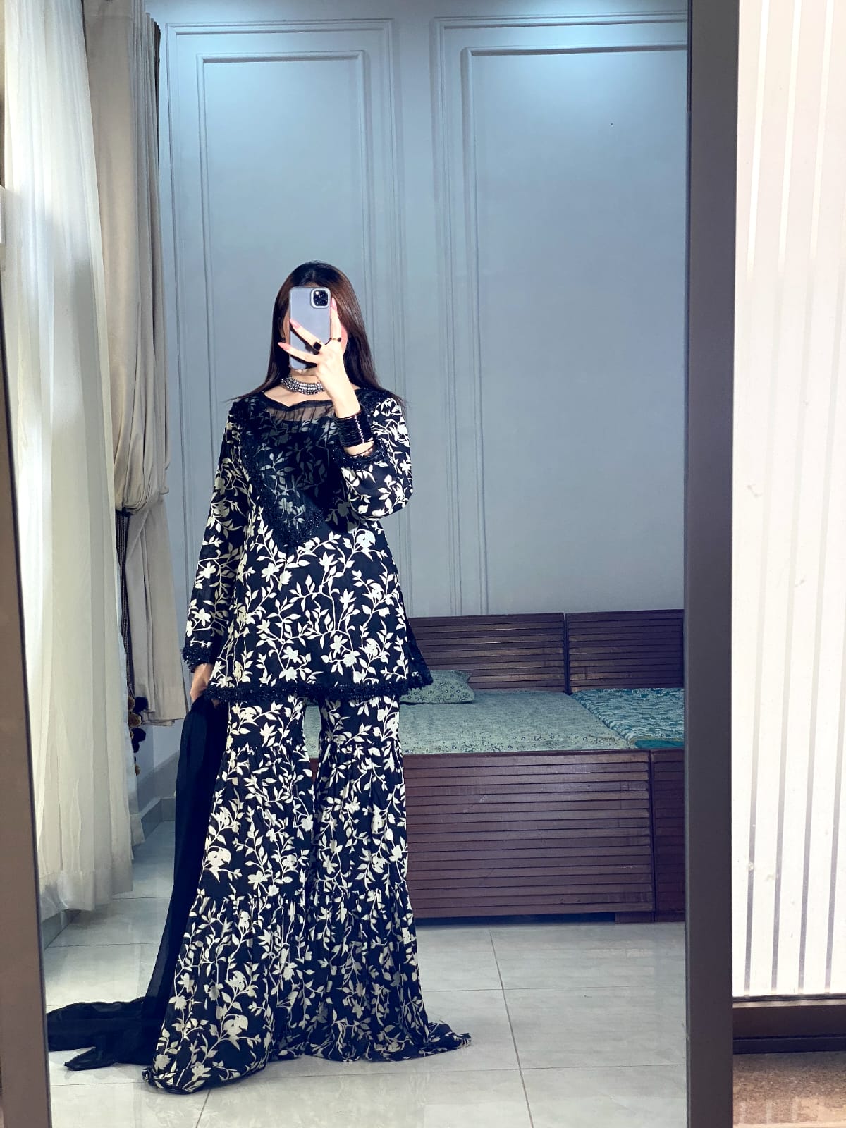 Midnight Bloom Sharara Set 3pc