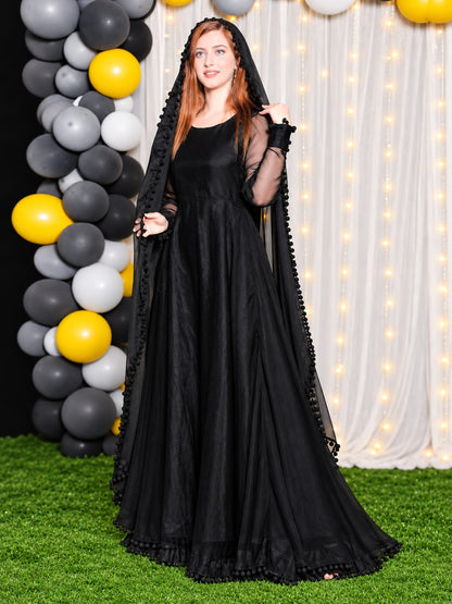 Anarkali black bowl lace frock – view 5