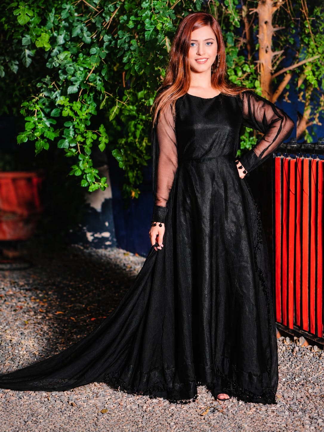 Anarkali black bowl lace frock – view 4