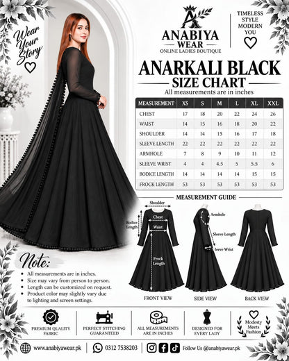 Anarkali black bowl lace frock – view 6
