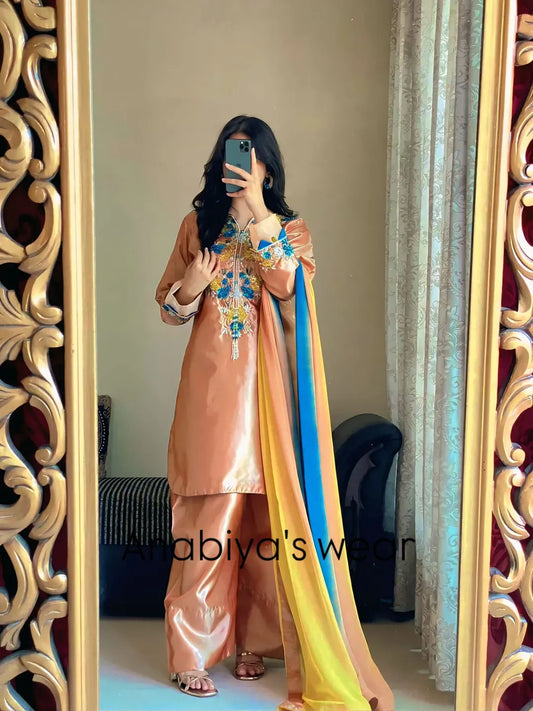 Zarqash – Golden Elegance with Farshi Shalwar