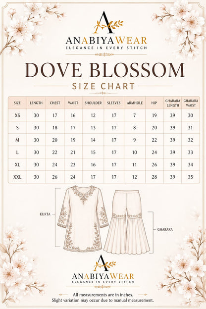 Dove Blossom Gharara Set – Ready to Wear 3PC