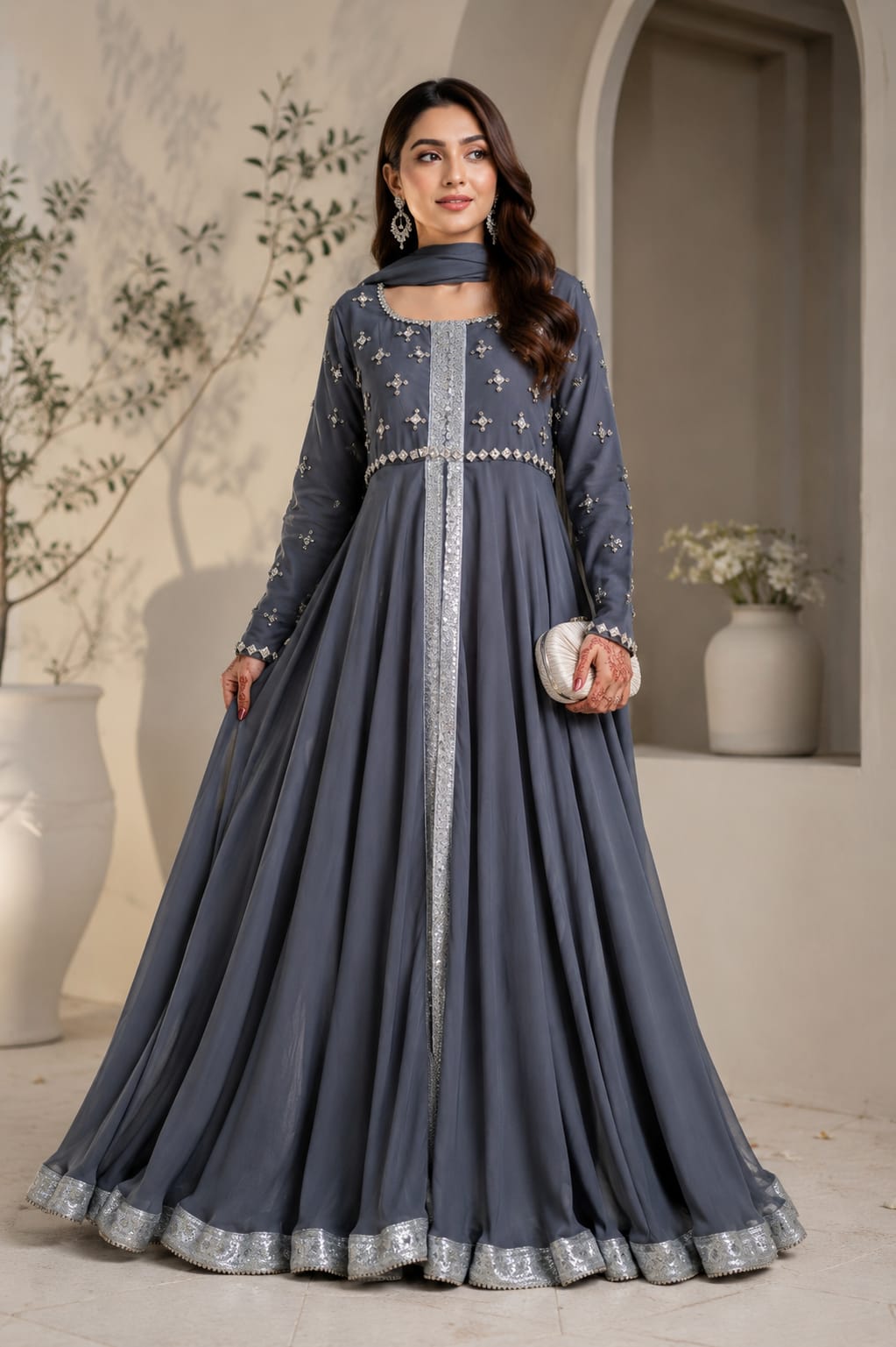 Noor-E-Jan-Premium Chiffon Embellished Flairy Maxi