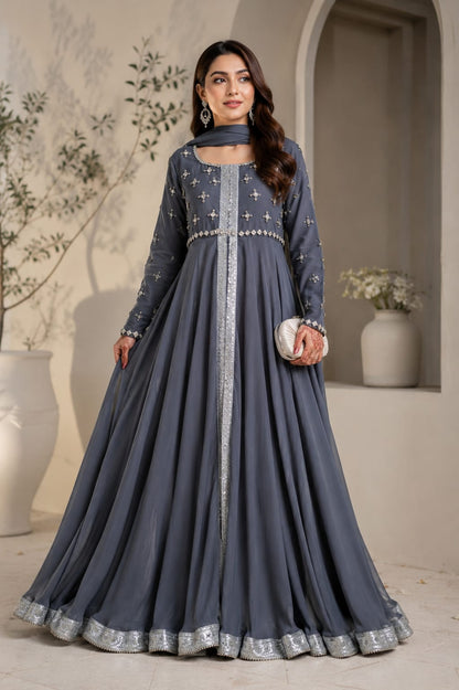 Noor-E-Jan-Premium Chiffon Embellished Flairy Maxi