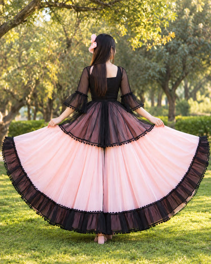 Jennie Black & blush Pink Chiffon Net Frock