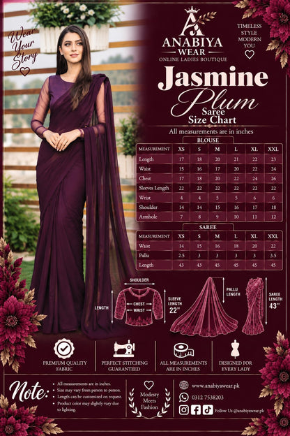 Jasmine Plum Chiffon Saree