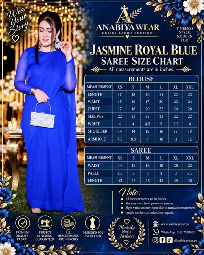 Jasmine Royal Blue Chiffon Ready to Wear Saree