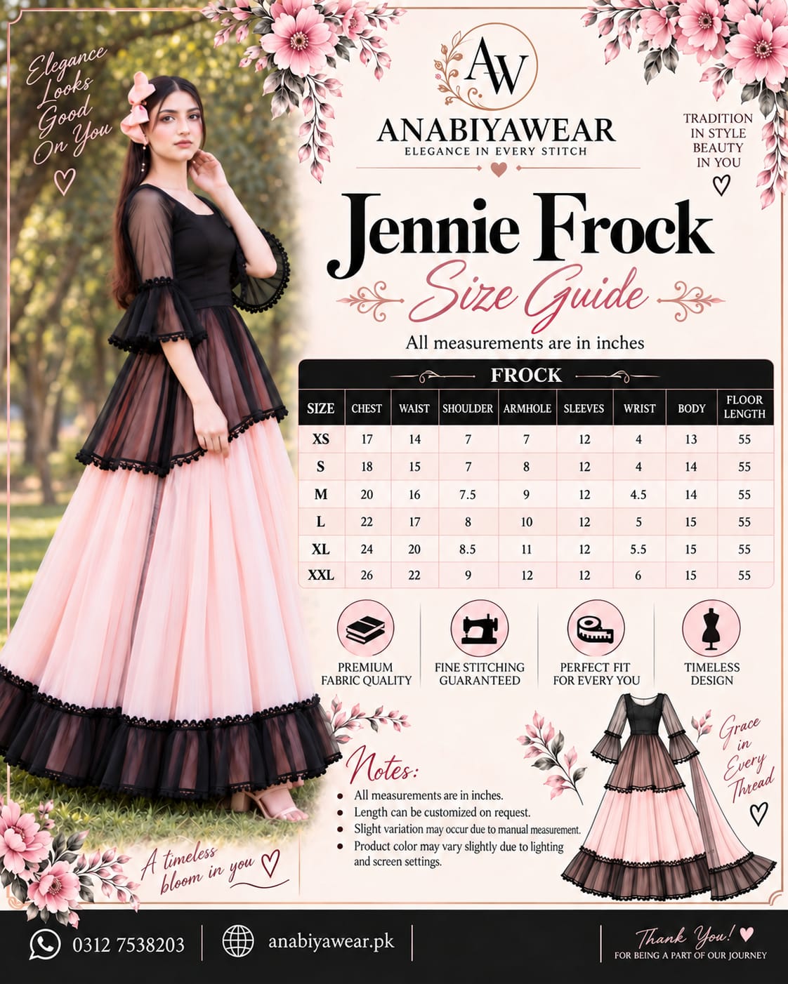 Jennie Black & blush Pink Chiffon Net Frock