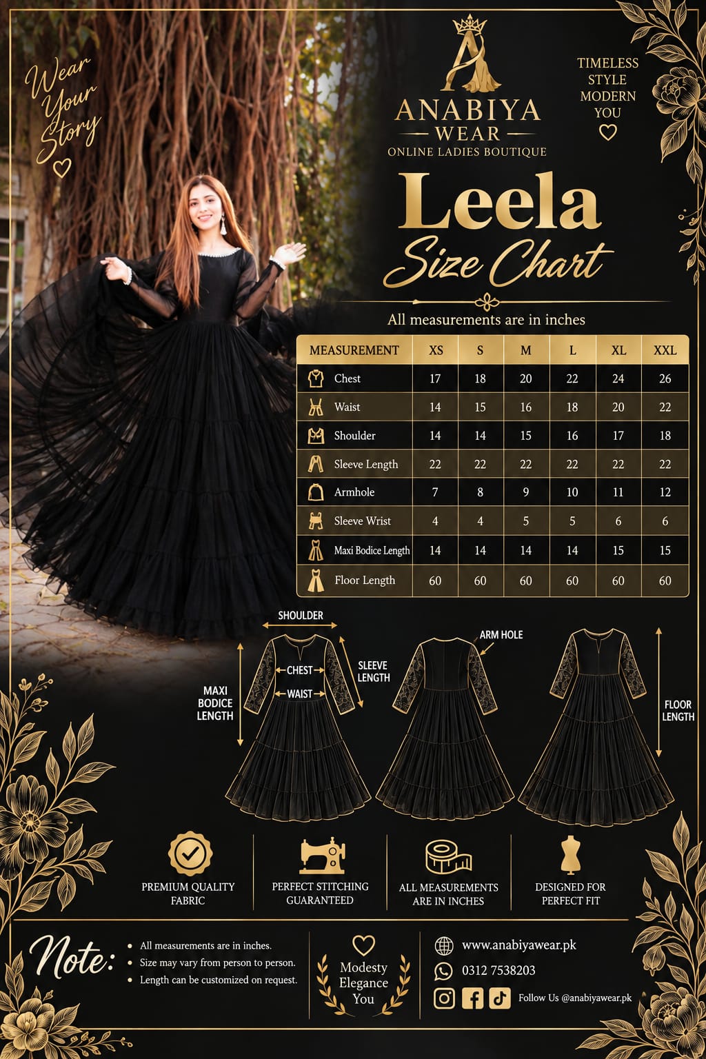 Leela Black Chiffon Step Frock with Dupatta