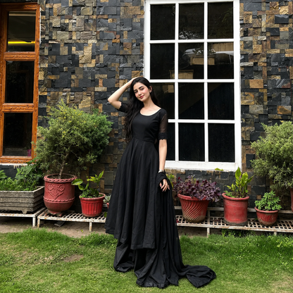 Shab-e-Hussan Black Chiffon 3-Piece Maxi with Palazzo