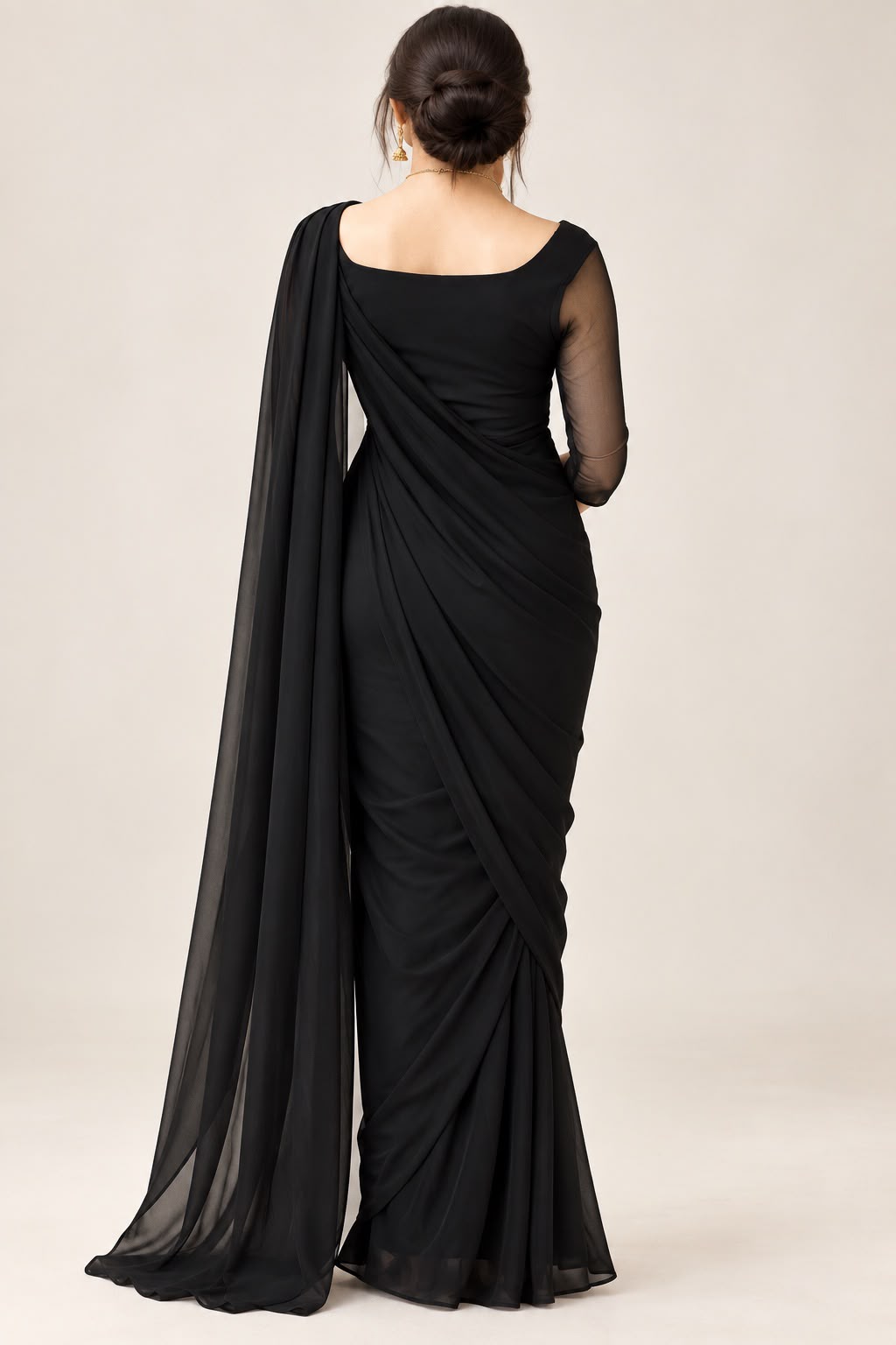 Shab Aara black stitched saree - party wear look
